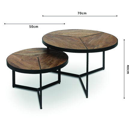 Salontafel Set (2-delig) – Mango Hout & Metaal