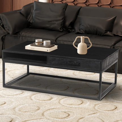 Salontafel met lade Mango hout zwart