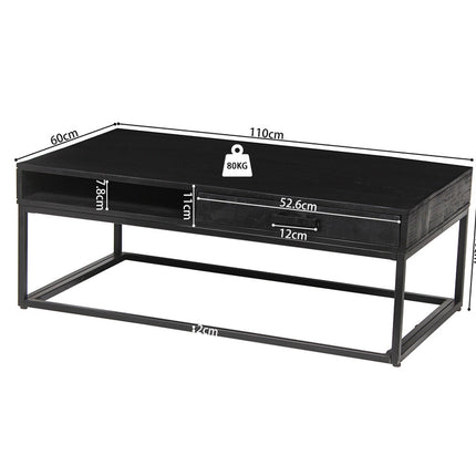 Salontafel met lade Mango hout zwart