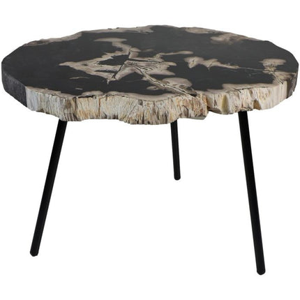 HSM Collection-Side table Petrified -ø60x55x46-Assorted/Black-Stone/Metal