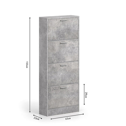 Schoenenkast 'Carini' 4 laden Beton (1c)