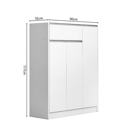 Schoenenkast 'Lilly' 3 deuren en 1 lade Wit (1c)