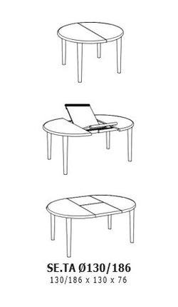 eikenhout eettafel Ø130/186  E02M