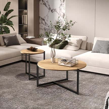 Set van 2 Salontafels - 'Pola' Decor Oude Eik