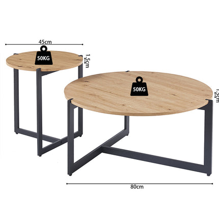 Set van 2 Salontafels - 'Pola' Decor Oude Eik