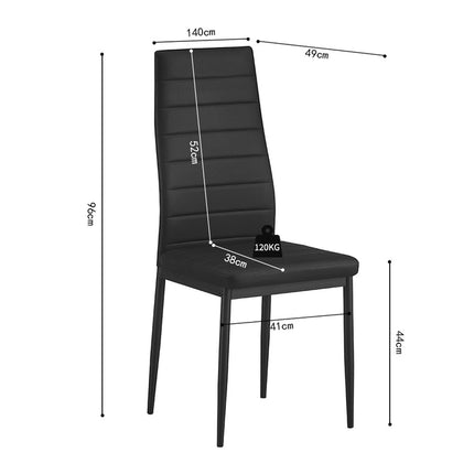 Eetkamerstoelen Set van 4 stoelen 'Cato/Kenzo' PU Zwart (1c)