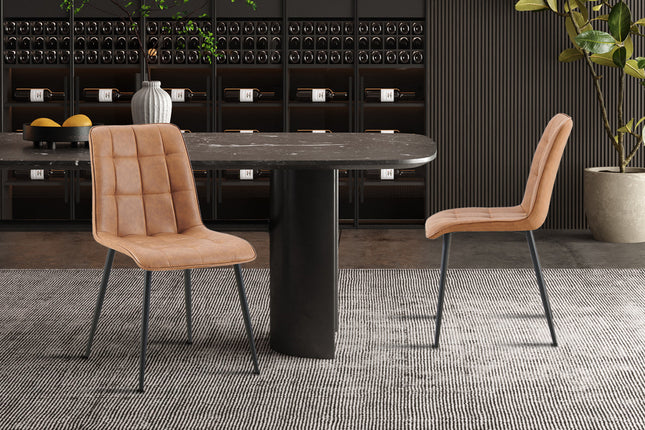 Eetkamerstoelen Set van 4 stoelen 'Furas' Vintage PU Cognac (1c)
