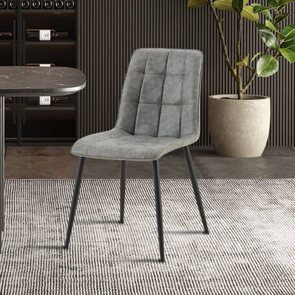 Eetkamerstoelen Set van 4 stoelen 'Furas' Vintage PU Grijs (1c)
