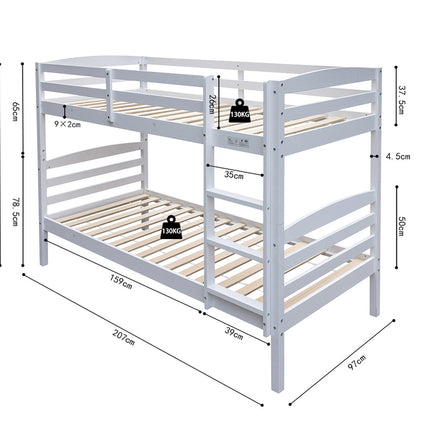 Stapelbed 'Roy' 90x200 Splitsbaar Wit (2c)
