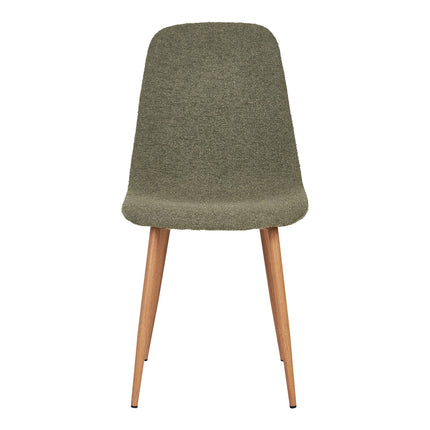 Dining chair, bouclé, dark green with woodlike legs, HN1236 (set of 2)