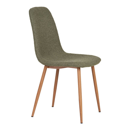 Dining chair, bouclé, dark green with woodlike legs, HN1236 (set of 2)