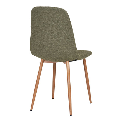 Dining chair, bouclé, dark green with woodlike legs, HN1236 (set of 2)
