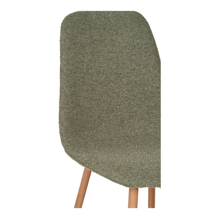 Dining chair, bouclé, dark green with woodlike legs, HN1236 (set of 2)