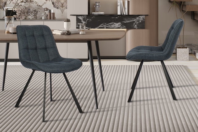 Eetkamerstoelen 'Ariba' Stof Donkerblauw (2 per doos)