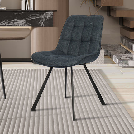 Eetkamerstoelen 'Ariba' Stof Donkerblauw (2 per doos)