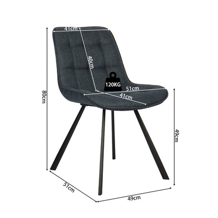 Eetkamerstoelen 'Ariba' Stof Donkerblauw (2 per doos)