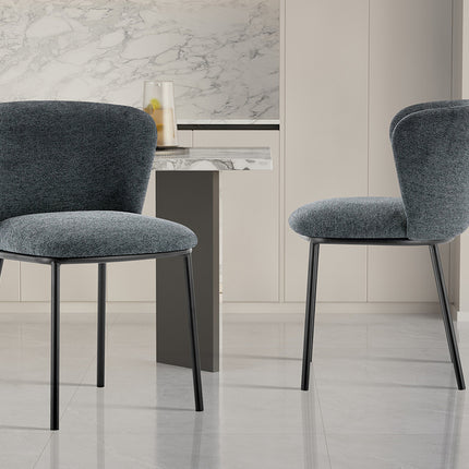 Eetkamerstoelen 'Arthur' Stof Donkergrijs (2 per doos)