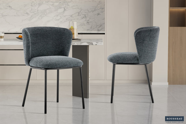 Eetkamerstoelen 'Arthur' Stof Donkergrijs (2 per doos)