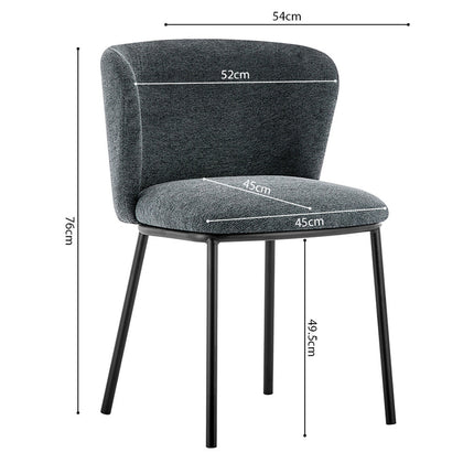 Eetkamerstoelen 'Arthur' Stof Donkergrijs (2 per doos)