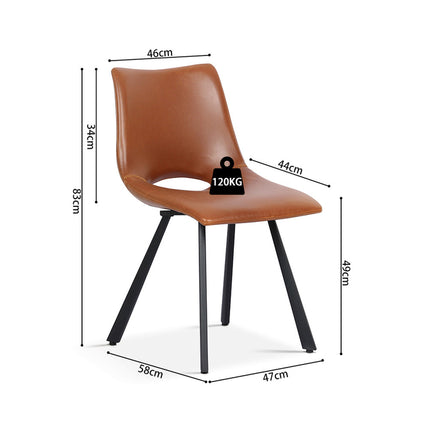 Eetkamerstoelen 'Assisi' PU Cognac (2 per doos)