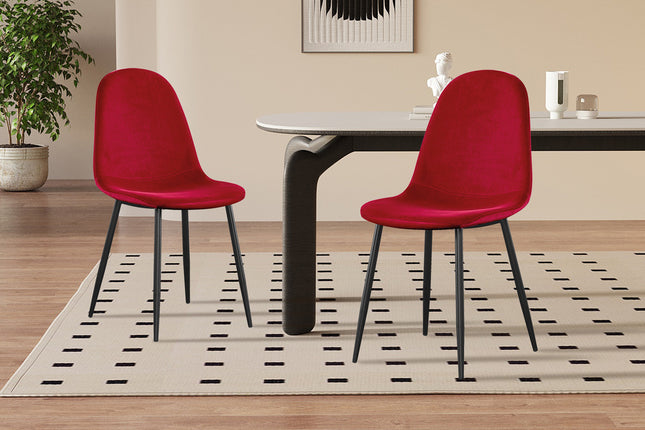 Eetkamerstoelen 'Boy' Fluweel Bordeaux (4 per doos)