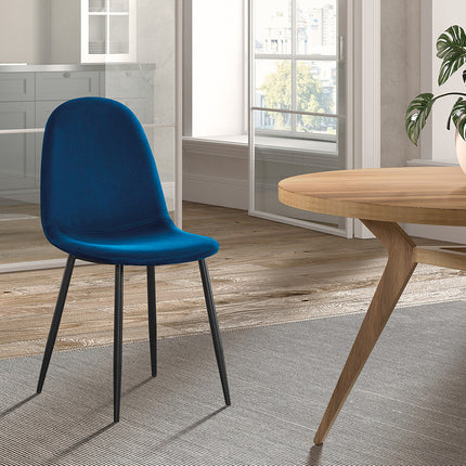 Eetkamerstoelen 'Boy' Fluweel Donkerblauw (4 per doos)
