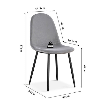 Eetkamerstoelen 'Boy' Fluweel Grijs (4 per doos)