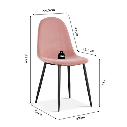 Eetkamerstoelen 'Boy' Fluweel Roze (4 per doos)