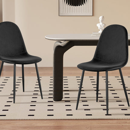 Eetkamerstoelen 'Boy' Fluweel Zwart (2 per doos)