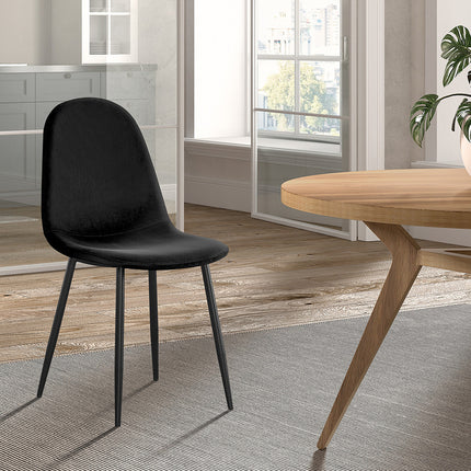 Eetkamerstoelen 'Boy' Fluweel Zwart (2 per doos)