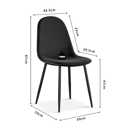 Eetkamerstoelen 'Boy' Fluweel Zwart (2 per doos)