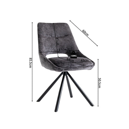 Eetkamerstoelen 'Dante' Stof Grijs (2 per doos)