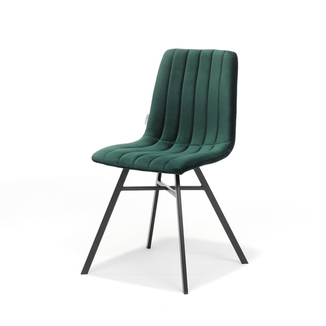 Stoel Dex zwart - Stof Velours Groen