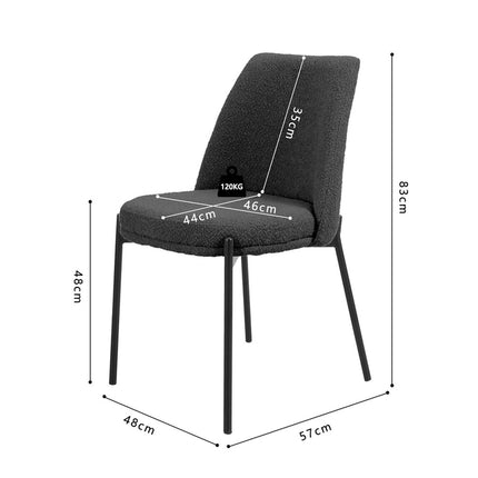 Eetkamerstoelen 'Ella' Stof Grijs (2 per doos)