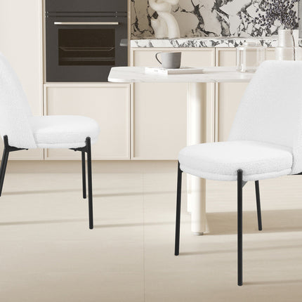 Eetkamerstoelen 'Ella' Stof Wit (2 per doos)