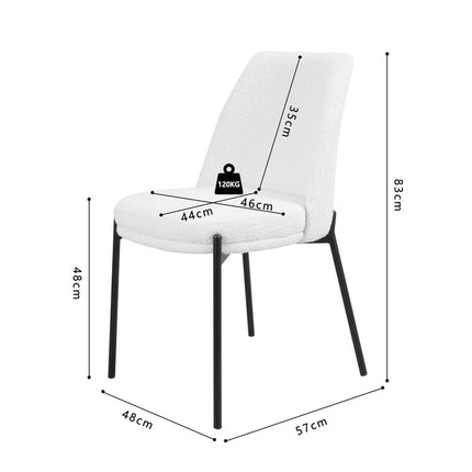 Eetkamerstoelen 'Ella' Stof Wit (2 per doos)