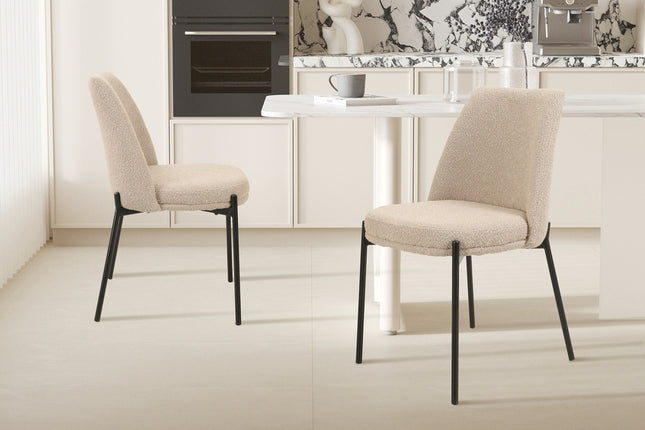Eetkamerstoelen 'Ella' Stof Zand (2 per doos)