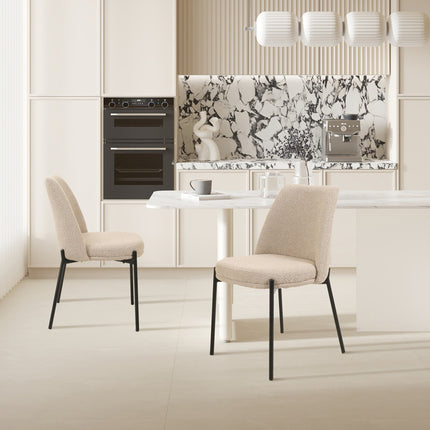 Eetkamerstoelen 'Ella' Stof Zand (2 per doos)