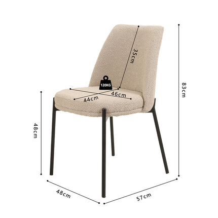 Eetkamerstoelen 'Ella' Stof Zand (2 per doos)