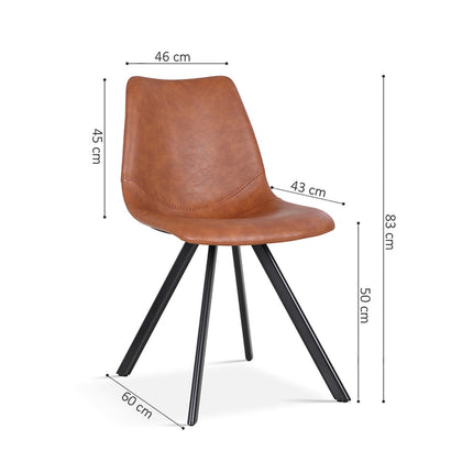 Eetkamerstoelen 'Emma' PU Cognac (2 per doos)