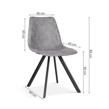 Eetkamerstoelen 'Emma' PU Donkergrijs (2 per doos)