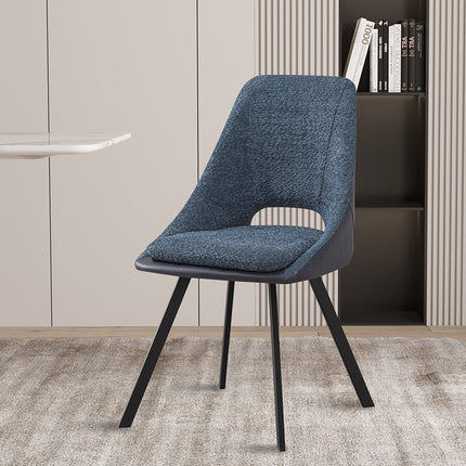 Eetkamerstoelen 'Filou' Bouclé Blauw Rug PU Blauw (2 per doos)