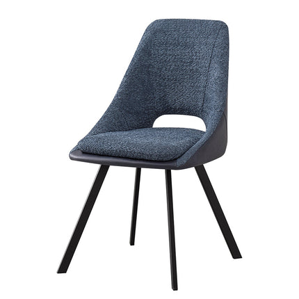 Eetkamerstoelen 'Filou' Bouclé Blauw Rug PU Blauw (2 per doos)