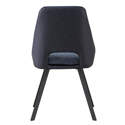Eetkamerstoelen 'Filou' Bouclé Blauw Rug PU Blauw (2 per doos)