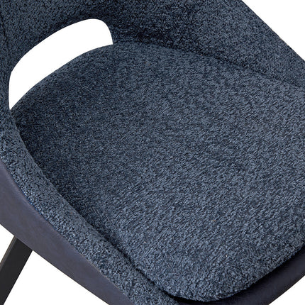 Eetkamerstoelen 'Filou' Bouclé Blauw Rug PU Blauw (2 per doos)