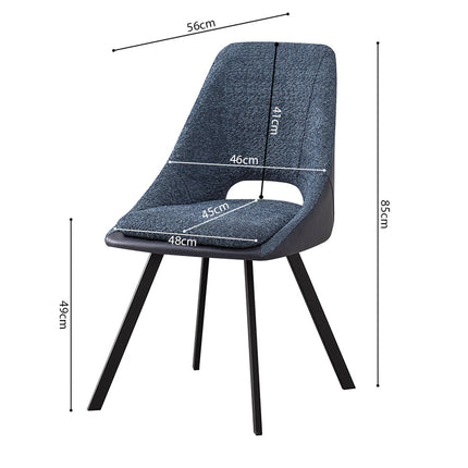 Eetkamerstoelen 'Filou' Bouclé Blauw Rug PU Blauw (2 per doos)