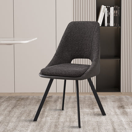 Eetkamerstoelen 'Filou' Bouclé Grijs Rug PU Lichtgrijs (2 per doos)