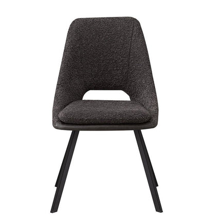 Eetkamerstoelen 'Filou' Bouclé Grijs Rug PU Lichtgrijs (2 per doos)