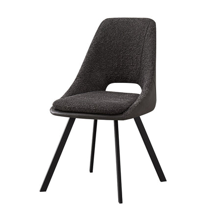 Eetkamerstoelen 'Filou' Bouclé Grijs Rug PU Lichtgrijs (2 per doos)