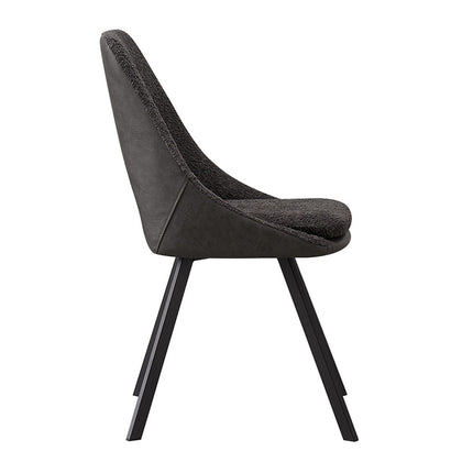 Eetkamerstoelen 'Filou' Bouclé Grijs Rug PU Lichtgrijs (2 per doos)